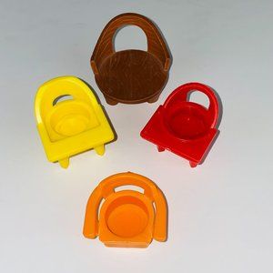 Fisher Price Little People Lot of 4 Chairs Different Colors Shapes 70"s